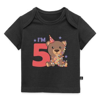 Ours pour le cinquième anniversaire pour les enfants de 5 ans - T-shirt Premium bébé bio - noir - Devant