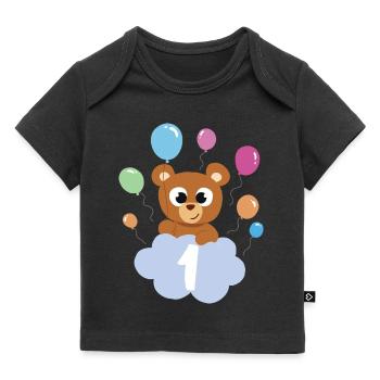 Cadeau 1 an anniversaire garçon ou fille - T-shirt Premium bébé bio - noir - Devant