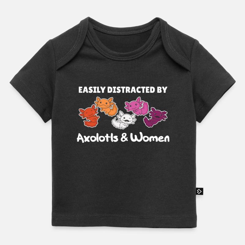 Lesbian Flag Pride LGBTQ Cute Axolotl - T-shirt Premium bébé bio - noir