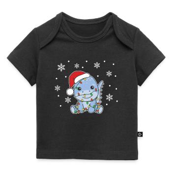 Dino Weihnachten Winter Tiere Dinos - Baby Premium Organic T-Shirt - Schwarz - Vorne