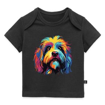 Aquarelle colorée épagneul tibétain - T-shirt Premium bébé bio - noir - Devant