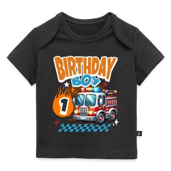 1. Geburtstag Feuerwehr - Baby Premium Organic T-Shirt - Schwarz - Vorne