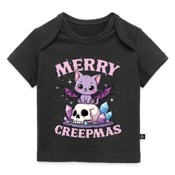 Merry Creepmas chat Pastel Goth Noël Crâne - T-shirt Premium bébé bio - noir - Devant