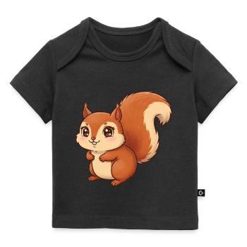 Dessin animé animalier écureuil - T-shirt Premium bébé bio - noir - Devant