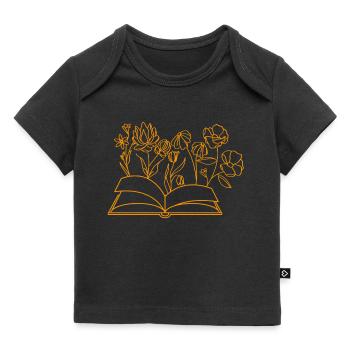 Buch mit Blumen, Lesen, Hobby, Leseratte, Blumen - Baby Premium Organic T-Shirt - Schwarz - Vorne