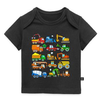 LKW Bagger Bulldozer Baustelle Baufahrzeug Kinder - Baby Premium Organic T-Shirt - Schwarz - Vorne