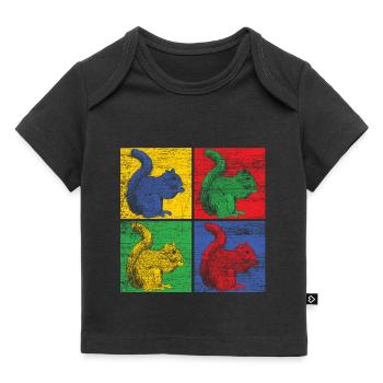 Écureuil noix forêt arbre animal cadeau vintage - T-shirt Premium bébé bio - noir - Devant