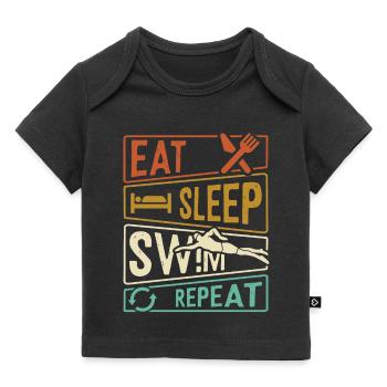 Eat Sleep Swim Repeat - Schwimmer - Baby Premium Organic T-Shirt - Schwarz - Vorne