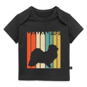 Chien silhouette havanais vintage rétro - T-shirt Premium bébé bio - noir - Devant