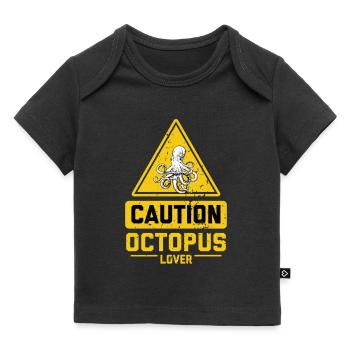 CAUTION Octopus Lover - Baby Premium Organic T-Shirt - Schwarz - Vorne