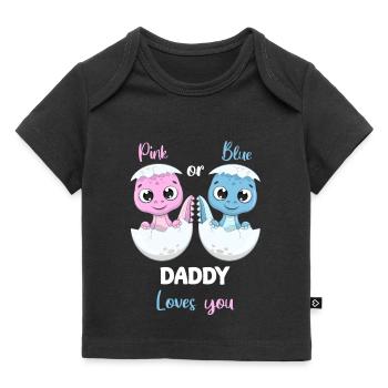 Pink Or Blue Daddy Loves you Gender Reveal Party - T-shirt Premium bébé bio - noir - Devant