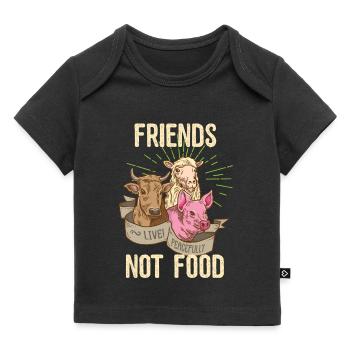 Friends Not Food Vegan Vegetarier Spruch Damen - Baby Premium Organic T-Shirt - Schwarz - Vorne