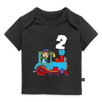 Zug Eisenbahn Kinder 2 Jahre Lokomotive Geburtstag - Baby Premium Organic T-Shirt - Schwarz - Vorne