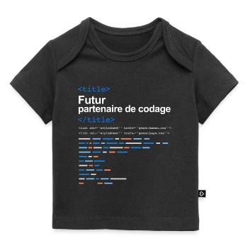 Bébé compagnon codage - T-shirt Premium bébé bio - noir - Devant