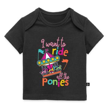 Cheval de carrousel cadeau de fête foraine - T-shirt Premium bébé bio - noir - Devant
