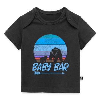 Baby Bär Papa Bär Partnerlook - Baby Premium Organic T-Shirt - Schwarz - Vorne