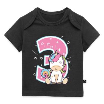 Dritter Geburtstag 3 Jahre Geschenk Einhorn - Baby Premium Organic T-Shirt - Schwarz - Vorne