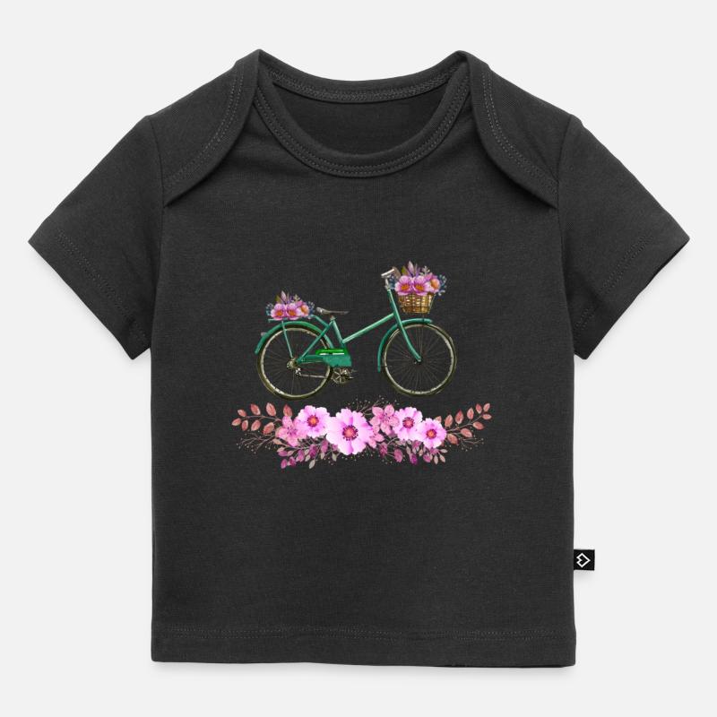 vélo fleurs roue fleur de couleur d’eau cadeau - T-shirt Premium bébé bio - noir