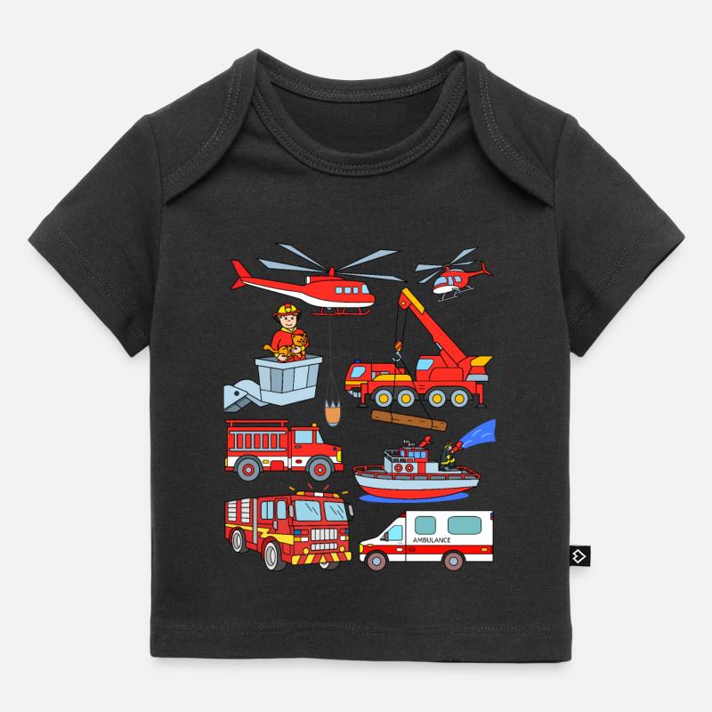 Véhicules Pompiers Enfants - T-shirt Premium bébé bio - noir