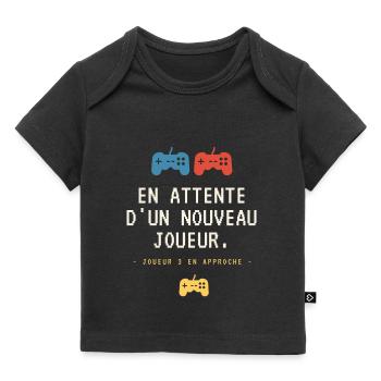 nouveau joueur annonce grossesse papa geek - T-shirt Premium bébé bio - noir - Devant