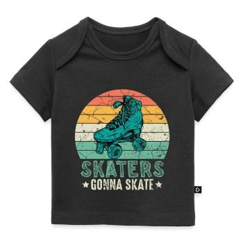 Rollschuhfahrer Retro Rollerskater - Baby Premium Organic T-Shirt - Schwarz - Vorne