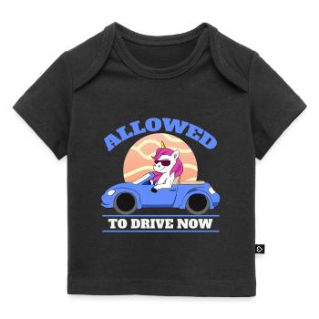 Allowed To Drive Now Driver's License Unicorn Teen - Baby Premium Organic T-Shirt - Schwarz - Vorne