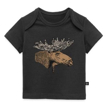 Moose Animal Motif Print - Baby Premium Organic T-shirt - black - Front