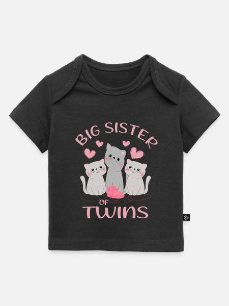 Storesøster til tvillinger katte forfremmet til storesøster - Premium baby t-shirt økologisk - sort