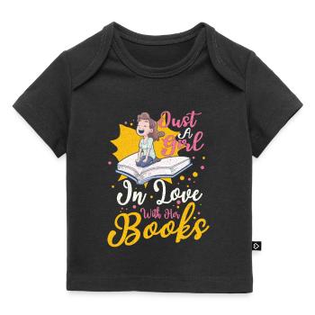 Lecteur de livre Lecture Littérature Rat de bibliothèque Idée cadeau - T-shirt Premium bébé bio - noir - Devant