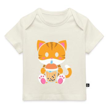 Bubble Milk Tea cat drinks Boba milk tea - Baby Premium Organic T-shirt - dark navy - Front