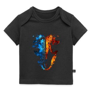 Saxophon Rot Blau Feuer Musikinstrument - Baby Premium Organic T-Shirt - Schwarz - Vorne