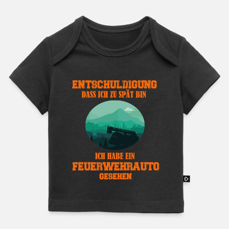 Entschuldigung dass ich zu spät bin Feuerwehrauto - T-shirt Premium bébé bio - noir