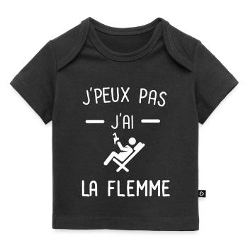 Je peux pas j'ai la flemme - T-shirt Premium bébé bio - noir - Devant