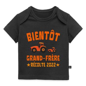 Bientôt Grand Frère Récolte 2022 Tracteur - T-shirt Premium bébé bio - noir - Devant