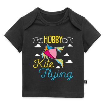 Flying kites Kite Flying in autumn - Baby Premium Organic T-shirt - black - Front