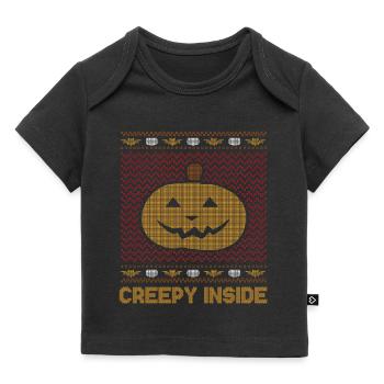 Stitch Pattern Pumpkin Creature Inside Halloween - T-shirt Premium bébé bio - noir - Devant