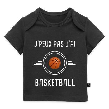 basketball je peux pas j'ai basketball basketteur - T-shirt Premium bébé bio - noir - Devant