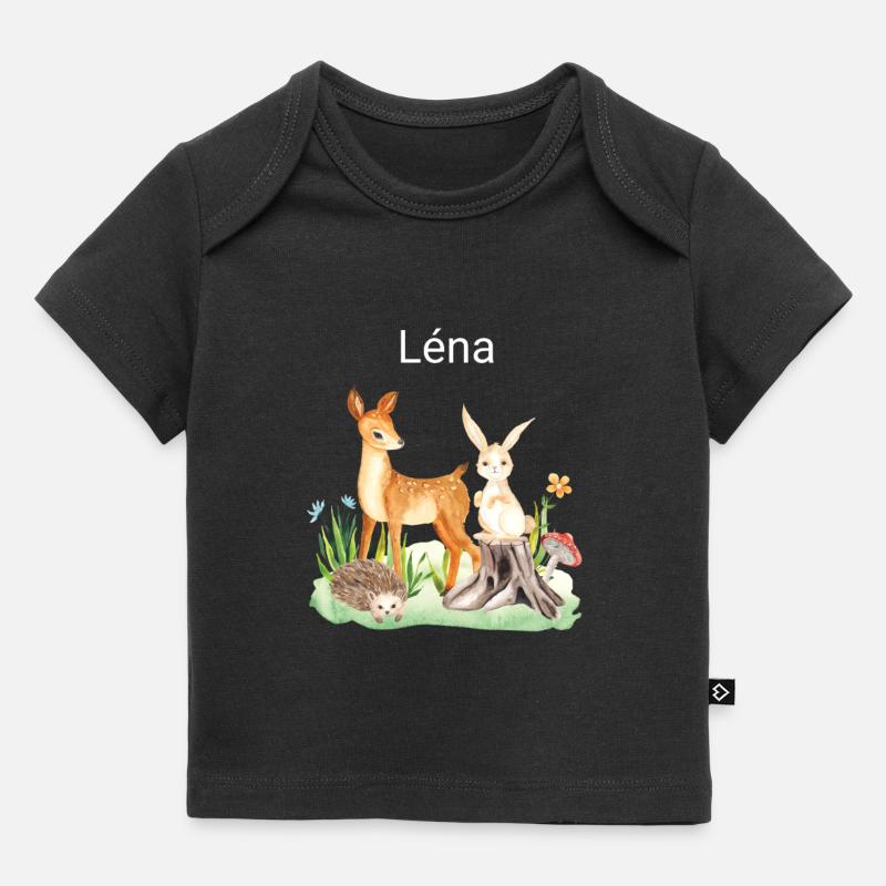 Animal cerf lapin hérisson Léna - T-shirt Premium bébé bio - noir