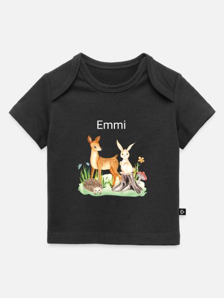 Animal deer rabbit hedgehog Emmi - Baby Premium Organic T-shirt - black