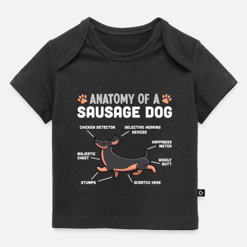 Anatomie eines Wursthundes lustiges Dackelgeschenk - Baby Premium Organic T-Shirt - Schwarz