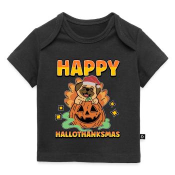 Hallothanksmas Pug Pumkin Halloween Christmas - Baby Premium Organic T-Shirt - Schwarz - Vorne