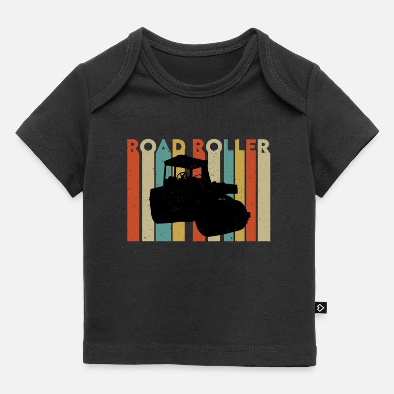 Construction de routes à rouleaux rétro - T-shirt Premium bébé bio - noir