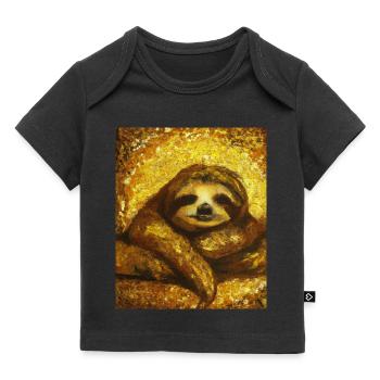 Sloth Portrait Funny Gustav Klimt Style - Baby Premium Organic T-shirt - black - Front