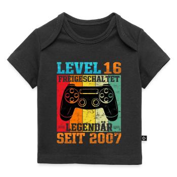 Gaming Geburtstag 2007 Level 16 - Baby Premium Organic T-Shirt - Schwarz - Vorne