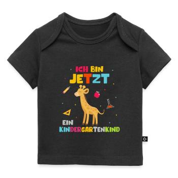 Ich bin jetzt ein Kindergartenkind Giraffe - Baby Premium Organic T-Shirt - Schwarz - Vorne