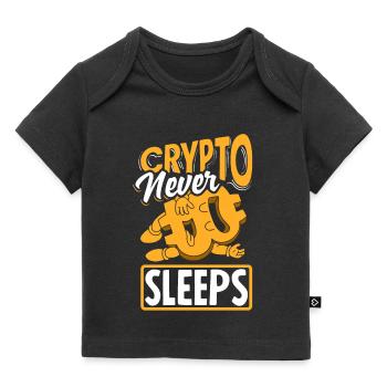Crypto Never Sleeps Cryptocurrency BTC - Baby Premium Organic T-Shirt - Schwarz - Vorne