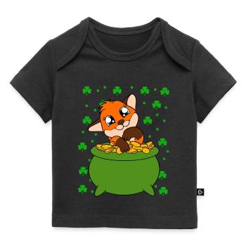 Cute Fox Clover St. Patrick's Day - Baby Premium Organic T-shirt - black - Front