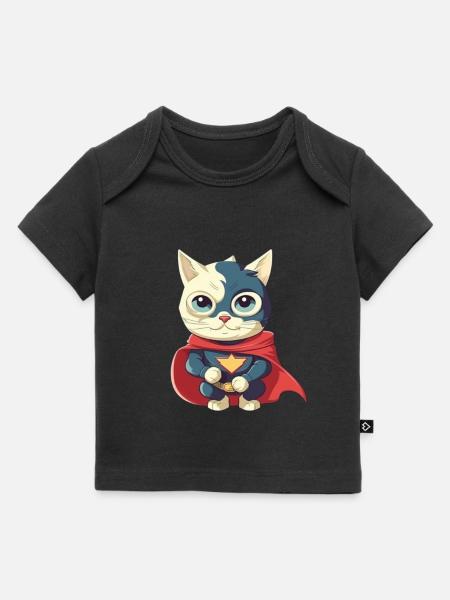 Chat héros mignon - T-shirt Premium bébé bio - noir