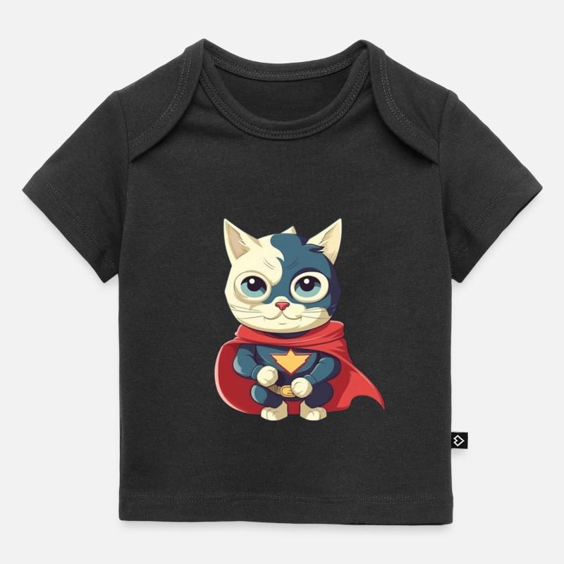 Chat héros mignon - T-shirt Premium bébé bio - noir