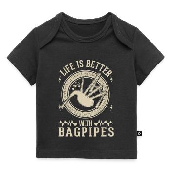 La vie est meilleure avec une cornemuse - T-shirt Premium bébé bio - noir - Devant
